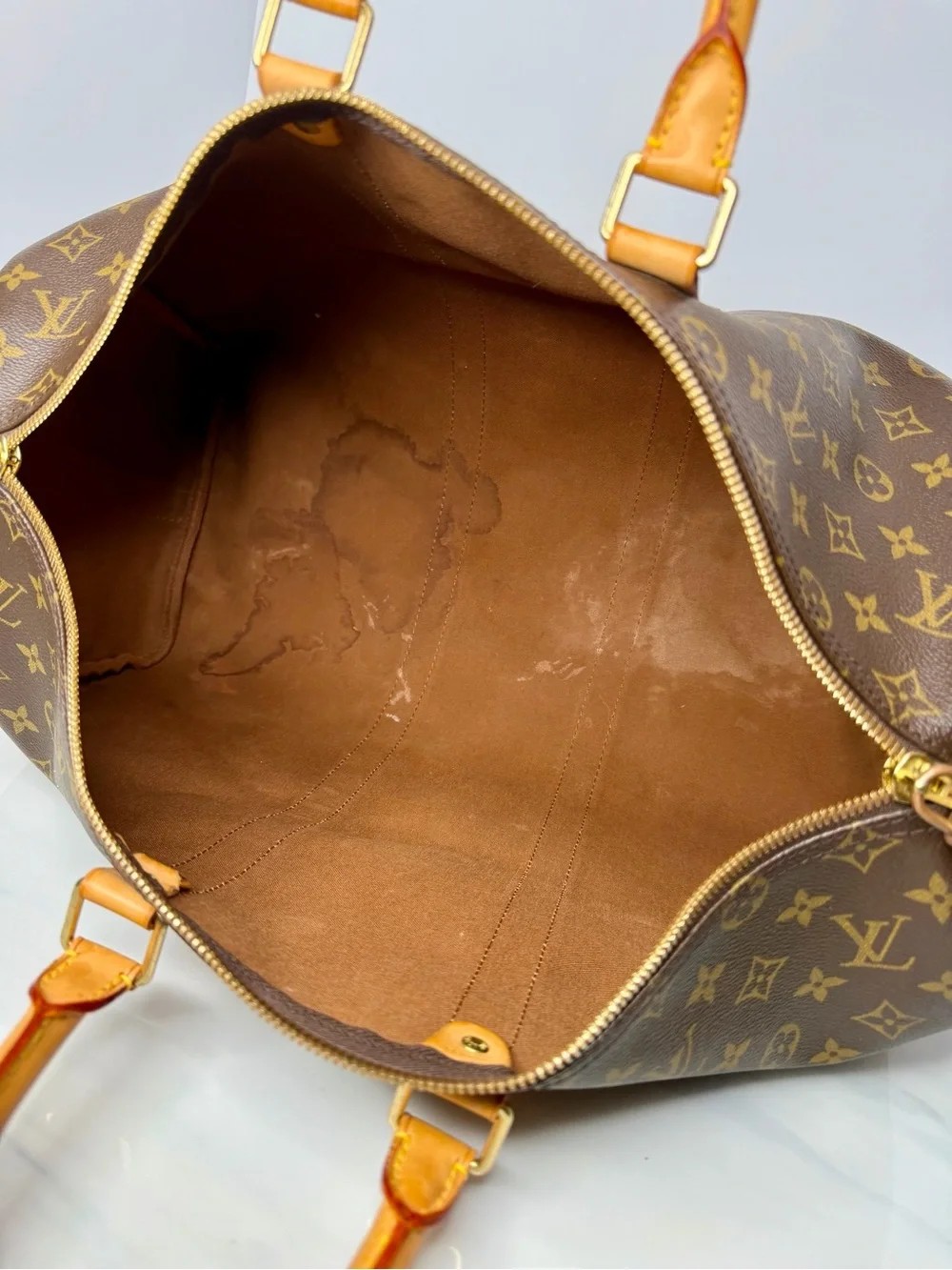 Louis Vuitton Keepall Bandoulière 50 Monogram Canvas Travel Bag w/ Strap